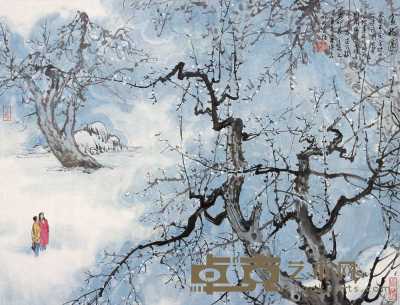 傅二石 1995年作 赏梅图 镜心 52×68cm